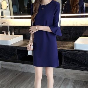 Drill sleeve dress Dark blue